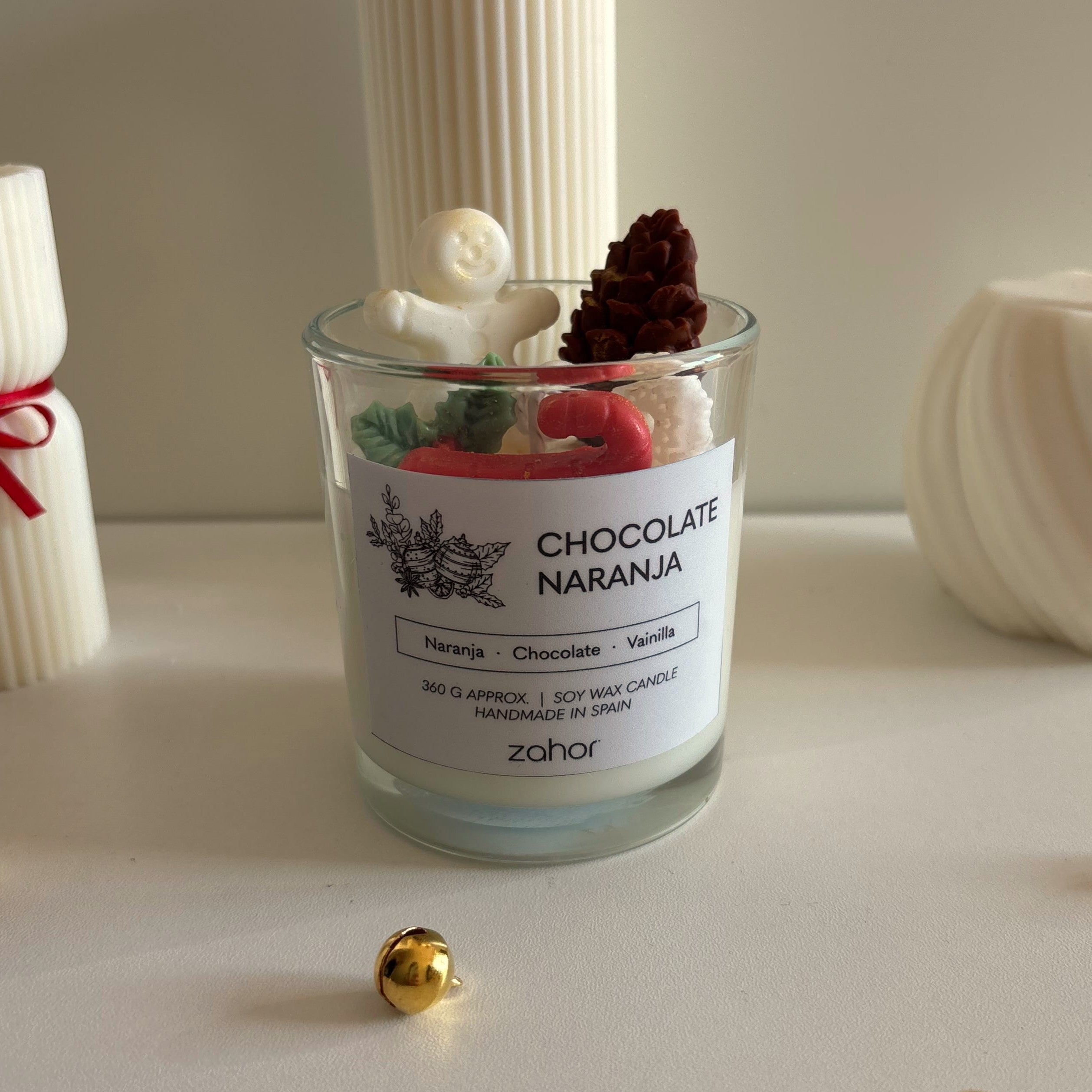 Vela Navideña Chocolate y Naranja