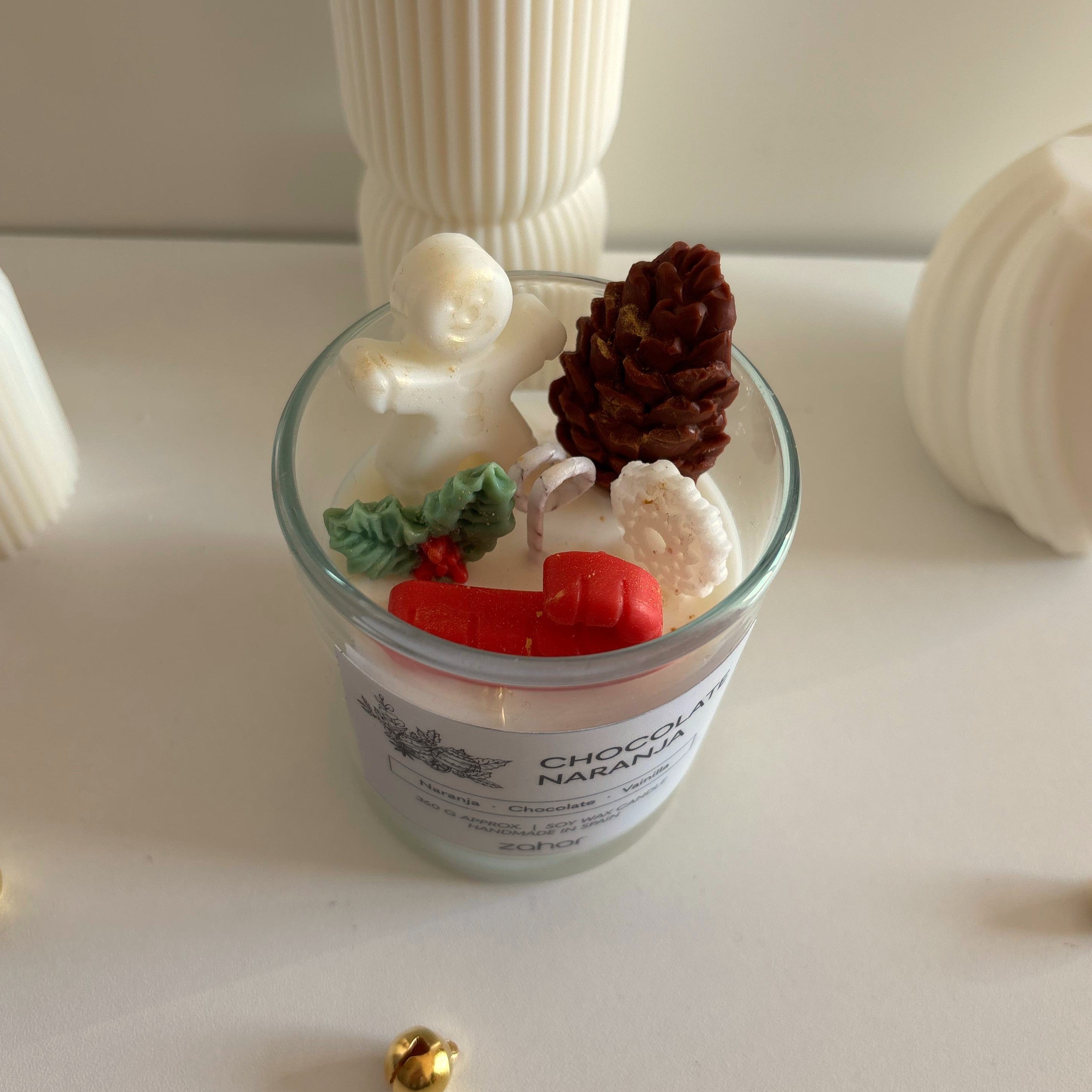 Vela Navideña Chocolate y Naranja